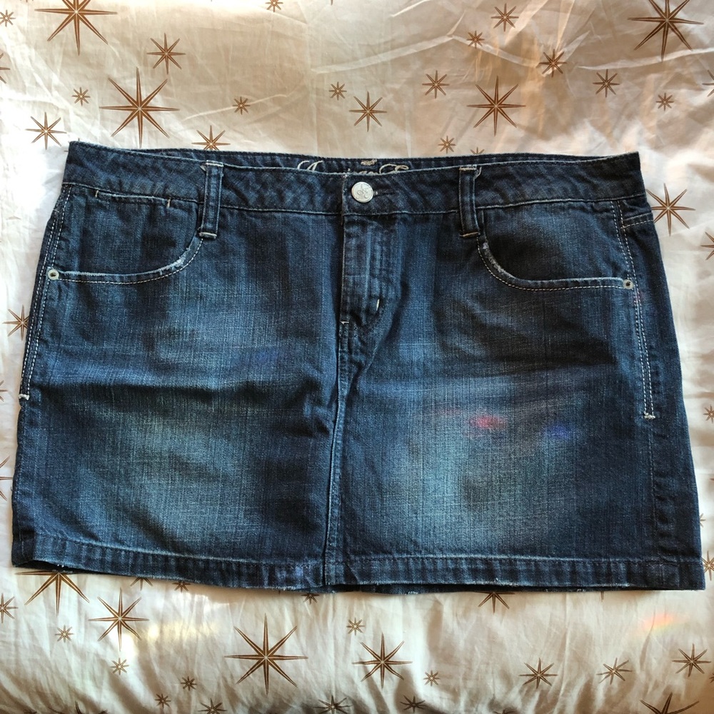 American Eagle Dark Wash Denim Mini Skirt